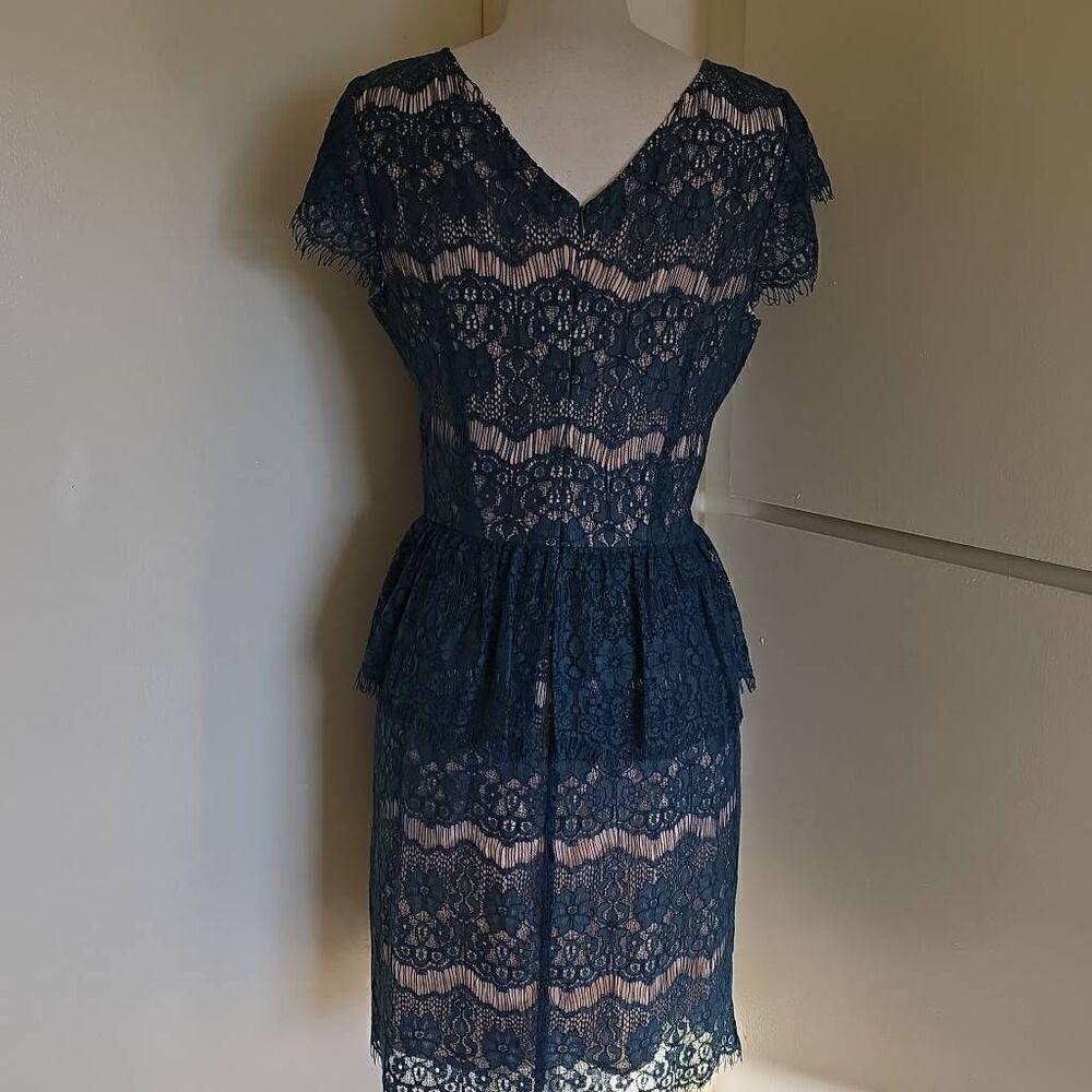 Maeve Lace Sheath Tiered Elsa Peplum Dress Teal Green ANTHROPOLOGIE ,EUC, M - Picture 9 of 9